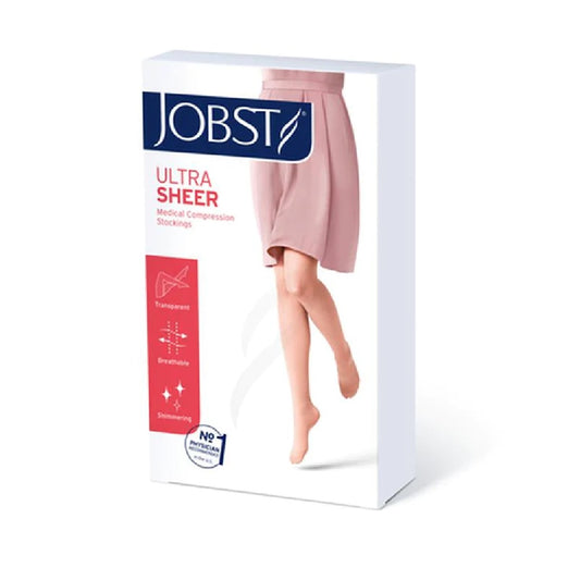 JOBST UltraSheer 30-40 mmHg Thigh High Lace Band Stockings, Closed Toe, Black