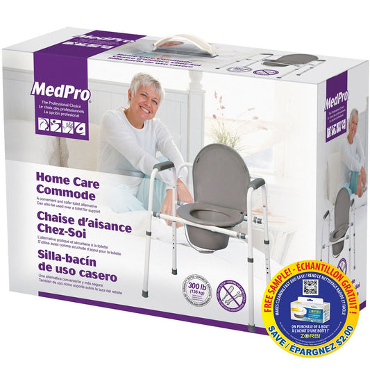 MedPro Homecare Commode, 3-in-1 Design, Adjustable frame