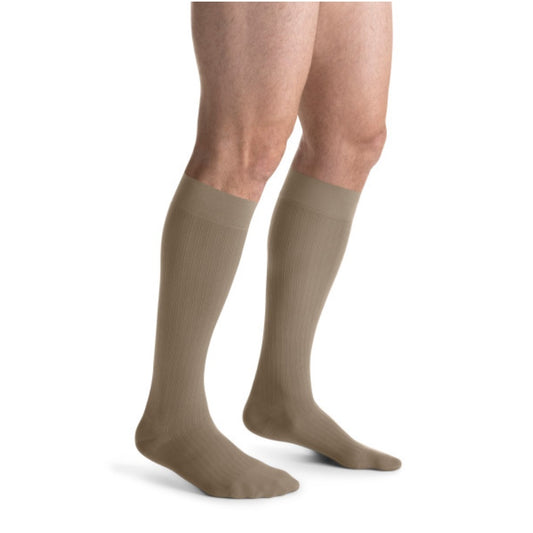 JOBST forMen 20-30 mmHg Knee High, SoftFit Band, Closed Toe - Khaki