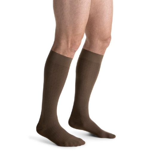 JOBST forMen Ambition 30-40 mmHg Knee High, SoftFit Band, Closed Toe - Brown