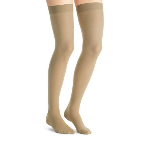 JOBST UltraSheer Compression Stockings, 15-20 mmHg, Thigh High, Sensitive Band, Closed Toe, Natural