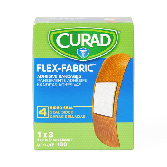 CURAD Flex-Fabric Adhesive Bandages, 1 x 3", Strips, NON25660 - Box of 100