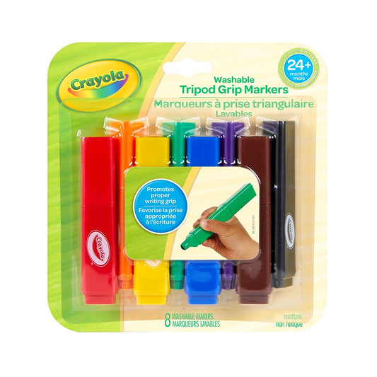 Crayola 8 Count Washable Tripod Grip Markers - Case of 12 Boxes