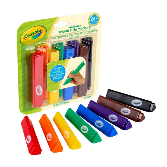 Crayola 8 Count Washable Tripod Grip Markers - Case of 12 Boxes