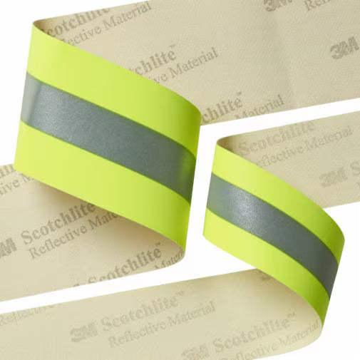 3M™ Scotchlite™ Reflective Material 9687, Fluorescent Lime-Yellow Fire Coat Trim, 76.2 mm x 100 m, 4 Rolls/Case