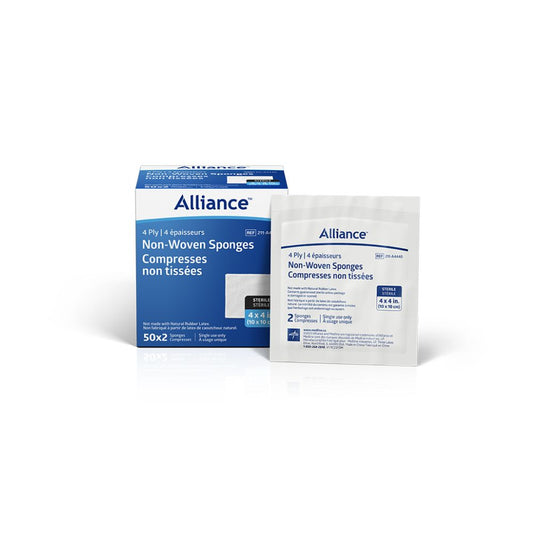 Alliance® Sterile Non-Woven Gauze Sponges, 4-Ply, 4"x4", Pack of 50