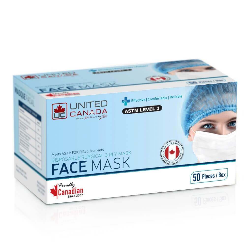 A 50 piece box ASTM Level 3 Medical Masks