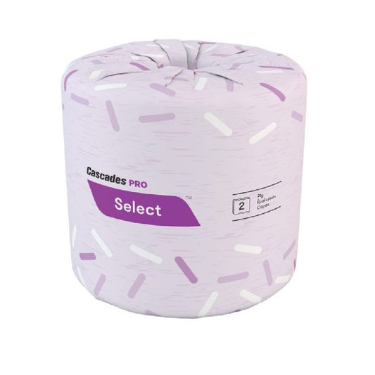 Cascades PRO Select Standard Bath Tissue, 2-Ply, White, 500 sheets, Pack of 96 rolls