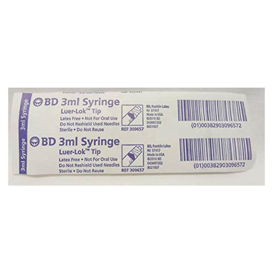 BD 3ml Luer Lok Tip Syringes, 309657- Box of 200