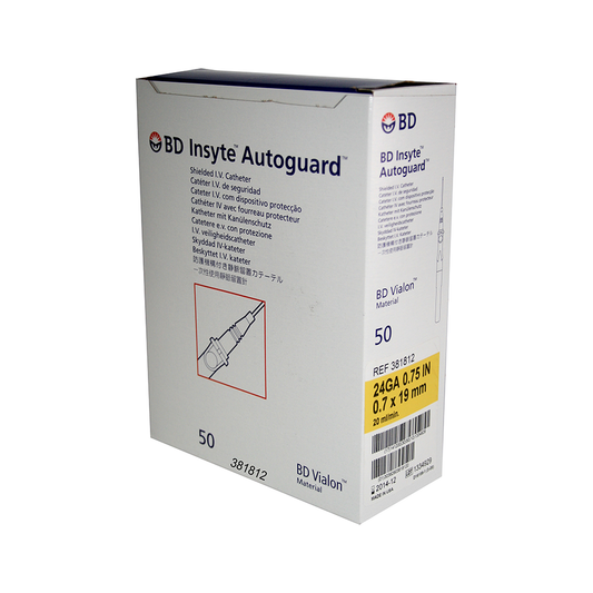 BD Insyte AutoGuard IV Catheter 24G x 0.75", Yellow - 381812