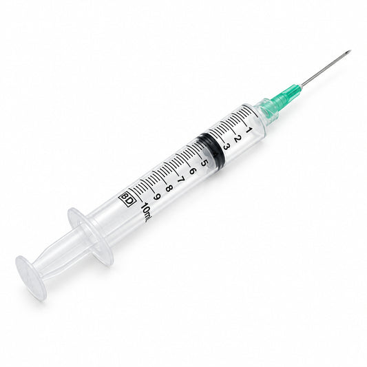 BD Luer-Lok™ Syringe with attached needle, 10mL, 21GA OD, 1, 309642