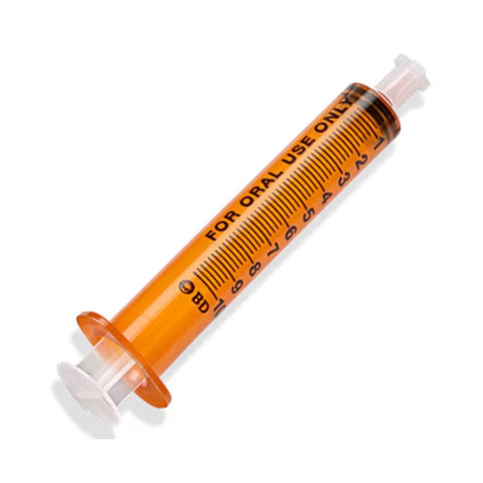 BD Oral Syringe, Tip Cap, 10mL, Amber, 305209