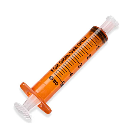 BD Oral Syringe, Tip Cap, 5mL, Amber, 305208