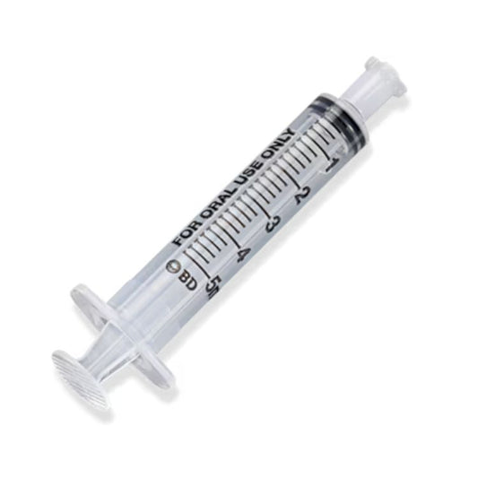 BD Oral Syringe, Tip Cap, Clear, 5mL, 305218