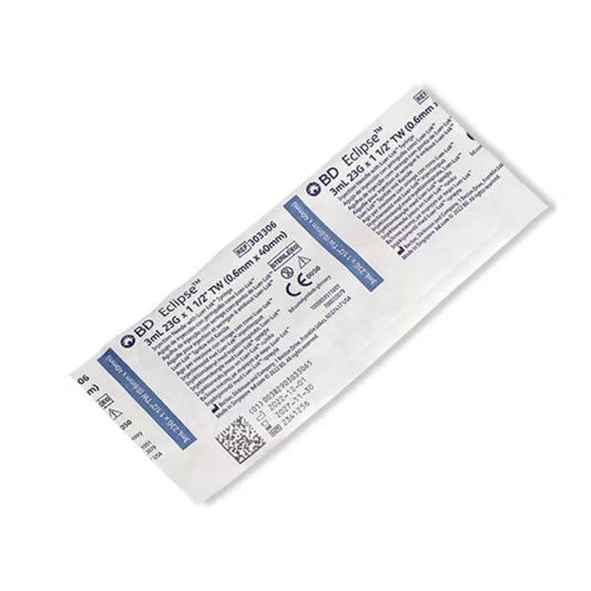 BD Syringe 3 mL LL with Needle Eclipse 23G x 1 1/2" RB TW, 303306