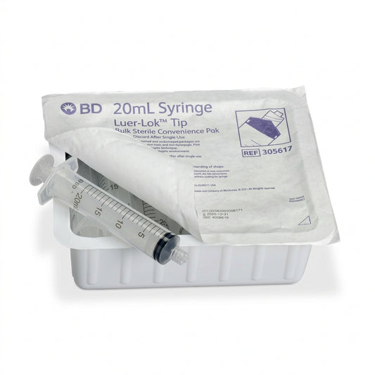 BD Syringe Convenience Tray, Luer-Lok™ Tip, 20mL - Case of 12 Trays, 305617