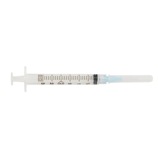 BD 3ml Luer-Lok Syringe with Attached Needle 25G x 5/8", 309570 - Box of 100
