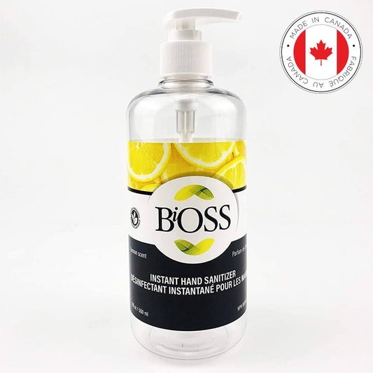 Bioss Natural Hand Sanitizer - Made In Canada - Lemon Scent 500Ml