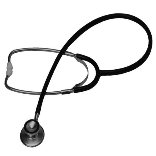 Black stethoscope on a white background