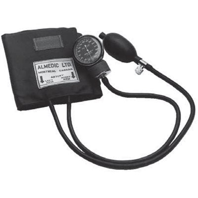 Blood pressure monitor with brand label on a white background