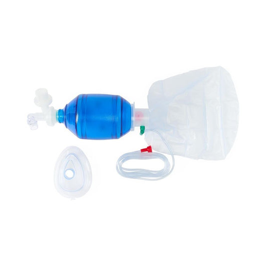 Adult Manual Resuscitator (1500mL) with Pre-Inflated Large Mask, Bag Reservoir, Filter and 7' Oxygen Tubing -CPRM4416F