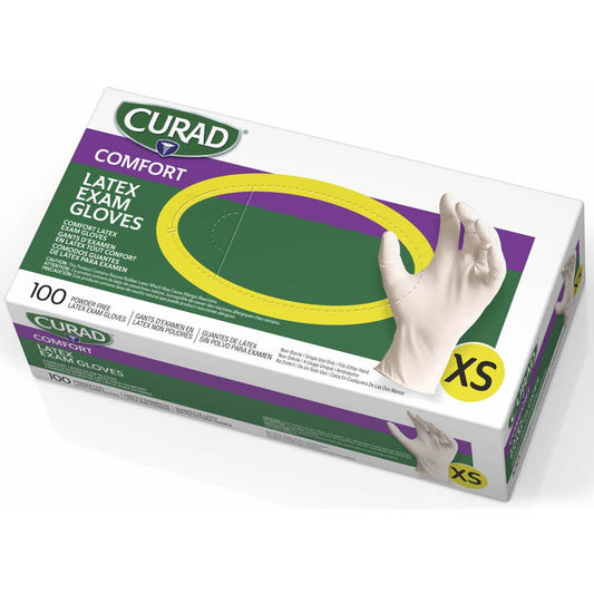 Curad Latex Exam Gloves, XS, 100/Box