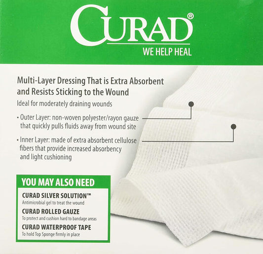 CURAD Sterile Post-Op Top Sponges Gauze Pads, 4" x 4"