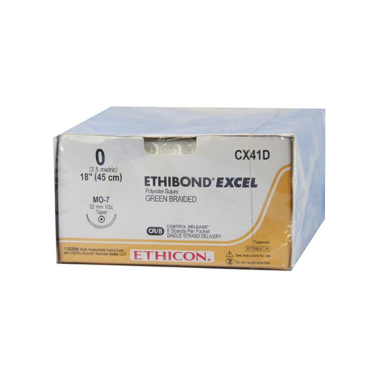Ethibond® Non-Absorbable Polyester Suture, Green - Size 0, 18" MO-7 Taperpoint Needle
