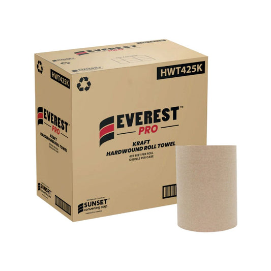 Everest Pro™ Kraft Paper Towel Rolls, 1 Ply, Standard, 7.85" x 425' - Case of 12 Rolls