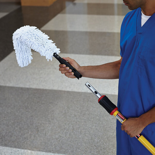 Rubbermaid Executive Series HYGEN 29" Flexible Dusting Wand with Microfiber Sleeve, White - 6 Per Case