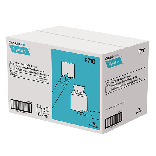 Cascades PRO Signature® Cube-Box Facial Tissue - 2-Ply, White, 90 sheets, 36 boxes (F710)