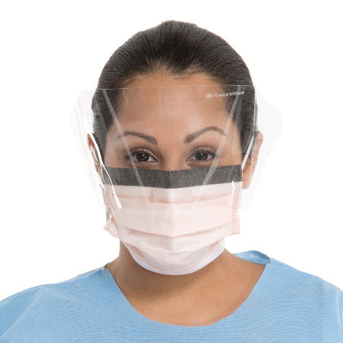 Halyard Fluidshield® Mask Surgical, Fog Free, Level 2, Moderate Protection, Blue with Orange Cross Hatch - 100 Per Case