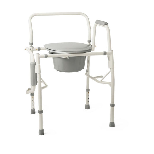 Guardian Drop-Arm Commode with Elongated Plastic Seat, 350 lb Weight Capacity