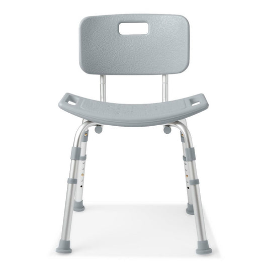 Medline Aluminum Shower Chair with Back, 400 lb, Gray