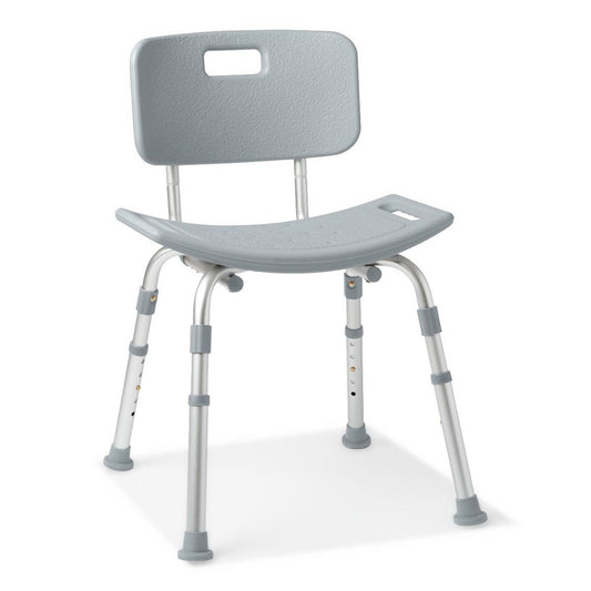 Medline Aluminum Shower Chair with Back, 400 lb, Gray