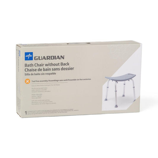 Medline Shower Chair without Back, 400lb Weight Capacity