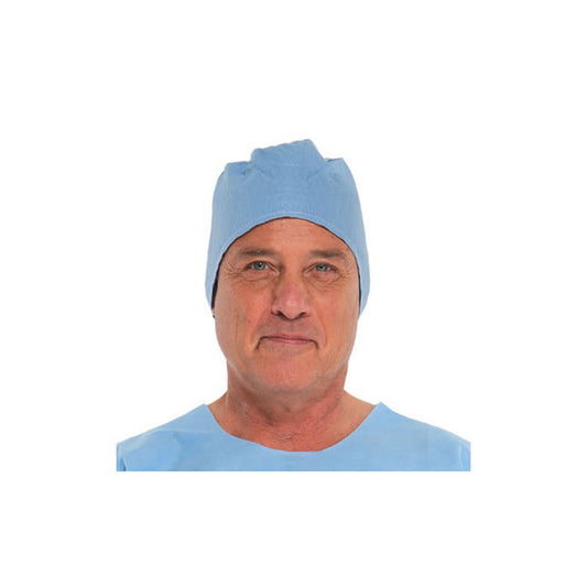 HALYARD Surgical Cap, Universal, Blue, 4-ply Tissue with Polyester Reinforcement, L24