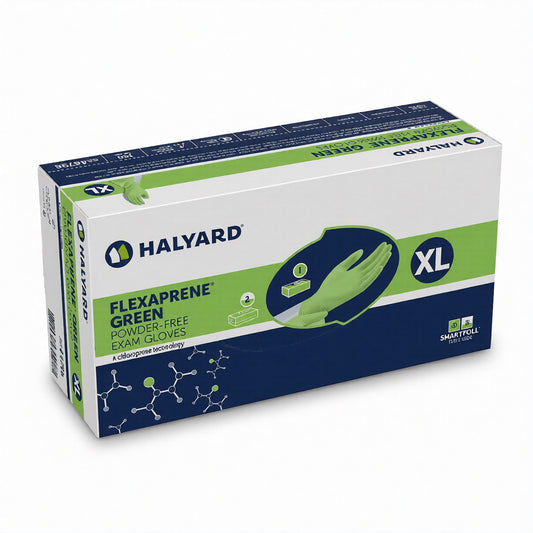 Halyard Flexaprene® Exam Glove, Nitrile, Powder Free, Beaded Cuff, Textured Fingertip, 9.5" Green