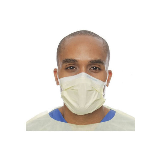 Halyard Procedure Mask, Pleat Style, with Earloop, Tissue Yellow