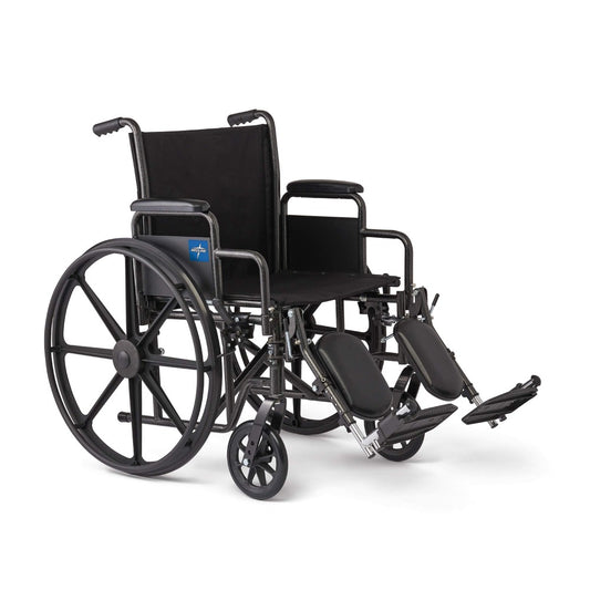 Medline K1 Basic Wheelchair With Swing-Back Deskarms and Swing-away Elevating Leg Rest - Nylon Seat 18" Wide