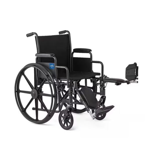 Medline K1 Basic Wheelchair With Swing-Back Deskarms and Swing-away Elevating Leg Rest - Nylon Seat 18" Wide