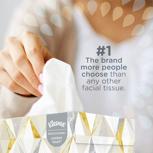 Kleenex Facial Tissue Flat Box, 2-Ply, White, 12 Boxes, 125 Sheets, 03076