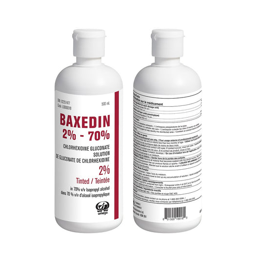 BAXEDIN 2%CHG w/v with Isopropyl Alcohol 70% v/v, Tinted solution, Tinted Solution, 500 ml
