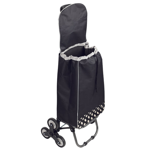 3-Wheeled Shopping Cart - Black Polka Dot