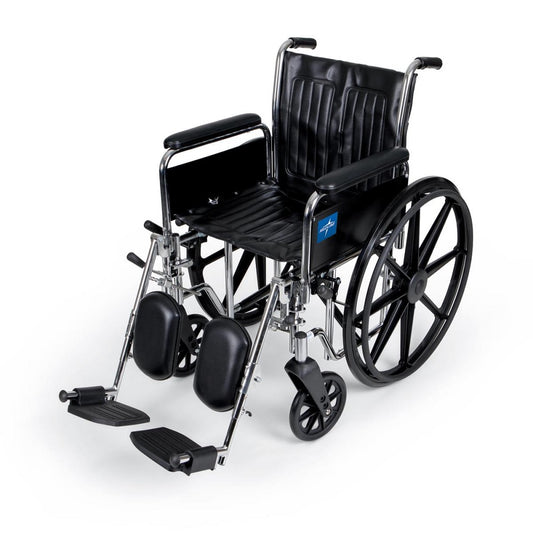 Medline Excel 2000 Series Wheelchairs, 18", Full-Length Arms, Elevating Leg Rests