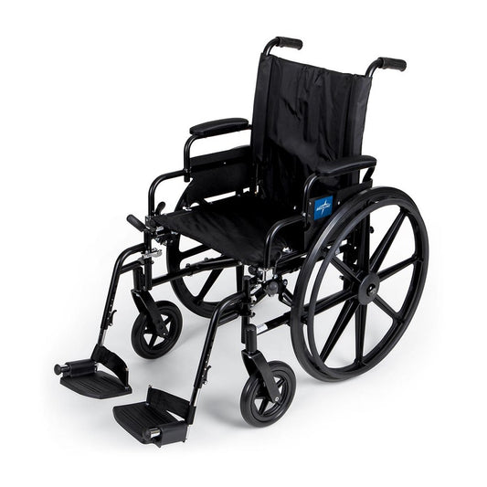 Medline Excel K4 Lightweight Wheel chair, 20" Width, 350 lb., Nylon, Swing Away