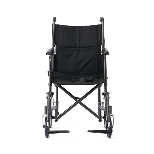 Medline Basic Steel Transport Chairs with 8" Wheels, Full Length, Swing Away