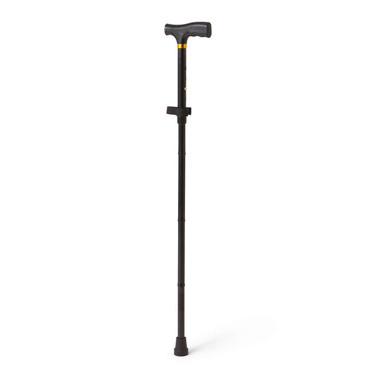 Medline Aluminum Folding T-Handle Cane, Black, E0100