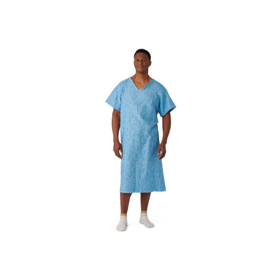 Medline Patient Gown with Angle Back and Side Ties, Cascade Blue, One Size