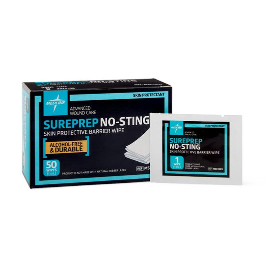Medline Sureprep® No-Sting Skin Protectant Wipes, Box of 50